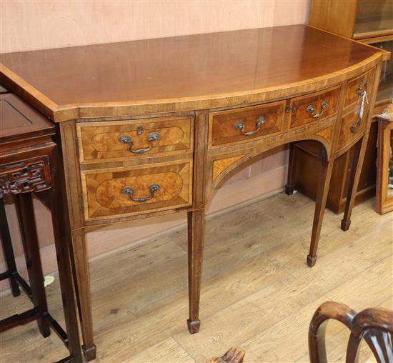 An inlaid mahogany bow front sideboard W.146cm